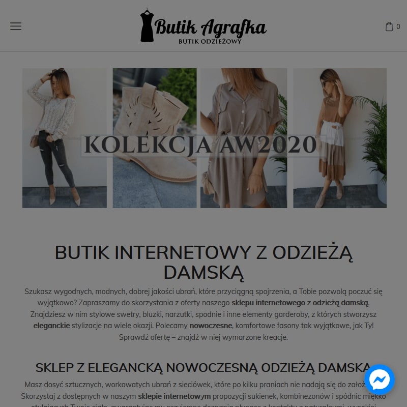 Butik internetowy z odzieżą damską