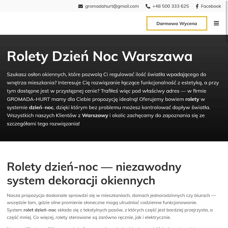 Rolety wewnętrzne Warszawa